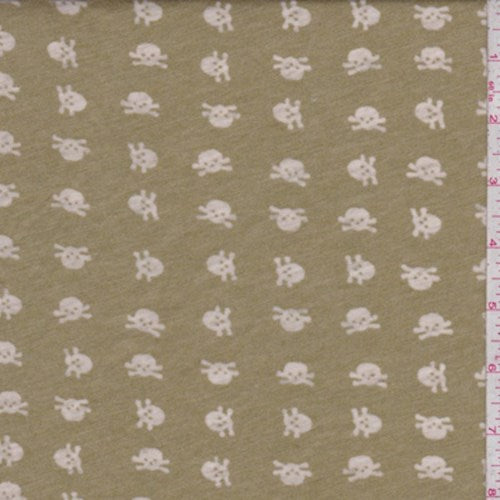 5 1/2 YD PC-Seaweed Green Mini Skull/Crossbones Burnout Knit Fabric