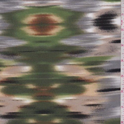 2 1/2 YD PC-Green/Grey/Tan Flamestitch Print Jersey Knit Fabric