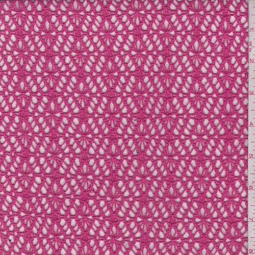 Deep Pink Diamond Crochet Lace Fabric