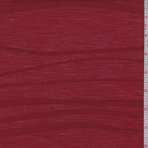 5 1/2 YD PC-Dark Red Embroidered Wave Nylon Knit Fabric
