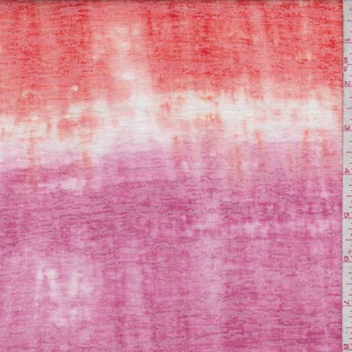 2 YD PC-Aqua Green/Fuchsia/Tangerine Tie Dye Burnout Knit Fabric