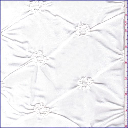 3 1/4 YD PC-White Floral Embroidered Ruche Taffeta Fabric