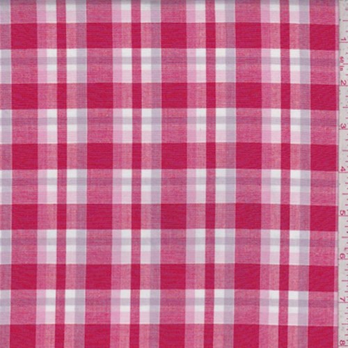 Red/Lavender Plaid Cotton Fabric