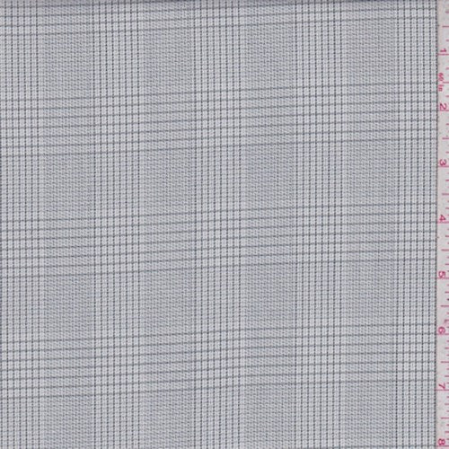 White/Grey/Moss Plaid Suiting Fabric