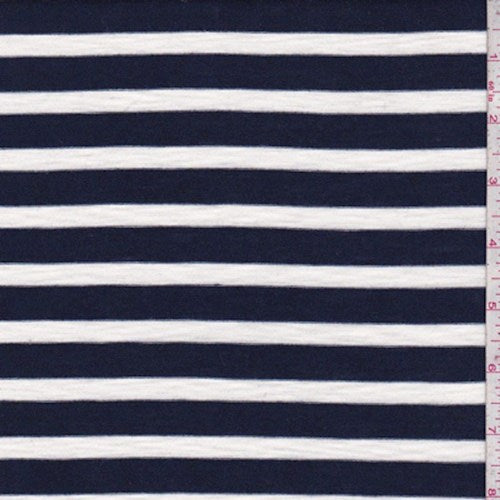 Dark Blue/White Stripe Jersey Knit Fabric