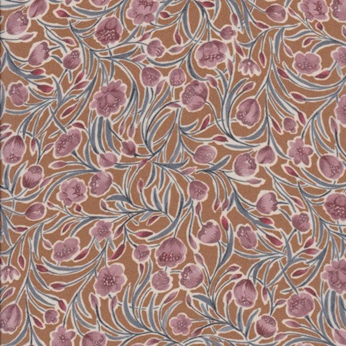 Rust Orange/Cranberry Floral Chiffon Fabric
