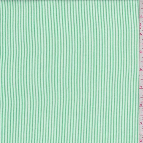 White/Bright Green Pinstripe Rayon Challis Fabric