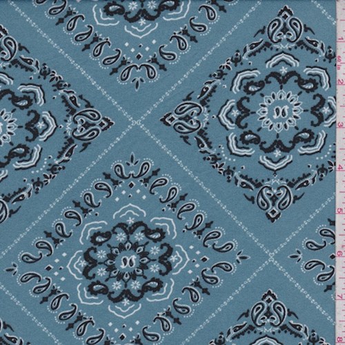 4 1/2 YD PC-Powder Blue Diamond Tile Double Brushed Jersey Knit Fabric