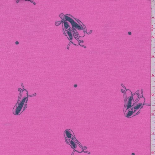 Bubblegum Pink Ballet Slipper Brushed French Terry Knit Fabric