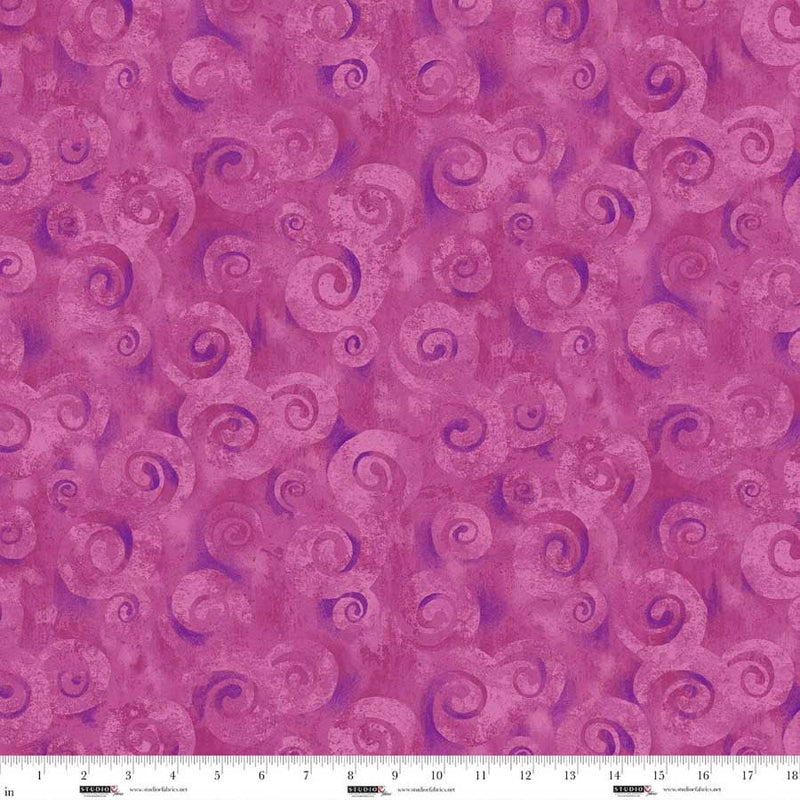 Spiral Storm Lipstick Swirl Texture 118" Orchid Cotton Wideback Fabric per yard
