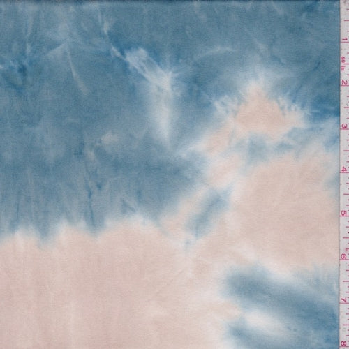 2 3/4 YD PC-Cloud/Beige/Brown Multi Tie Dye Double Brushed Jersey Knit Fabric
