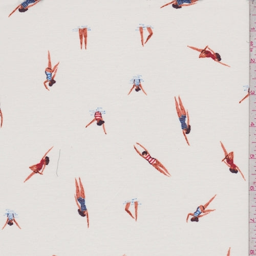 Ivory Swimmer Print Activewear Fabric