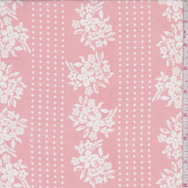 Creamy Pink Floral/Dot Stripe Chiffon Fabric
