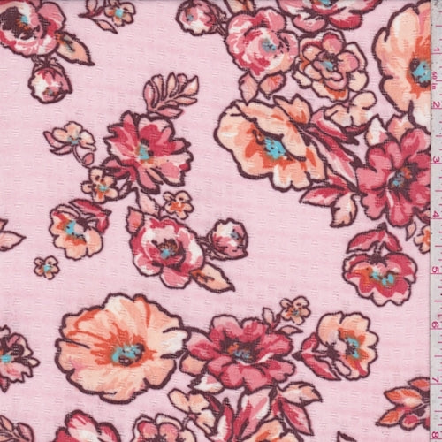 4 YD PC-Pink/Peach Dogwood Floral Chiffon Fabric