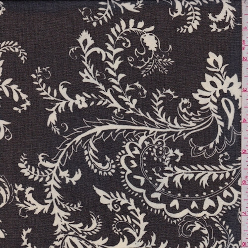 2 7/8 YD PC-Black/Off White Paisley Chiffon Fabric