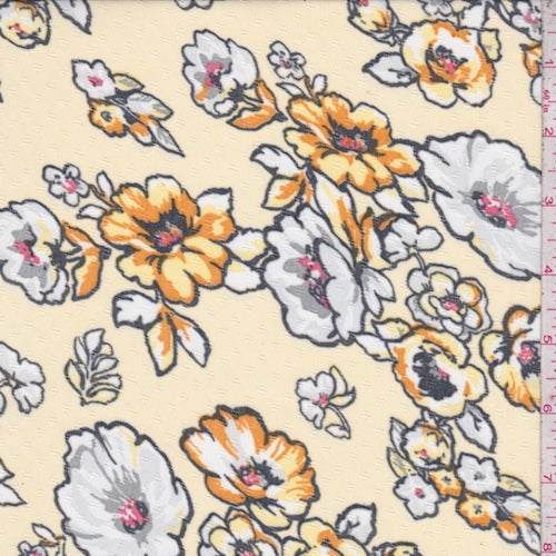 2 5/8 YD PC-Pale Yellow Dogwood Floral Chiffon Fabric
