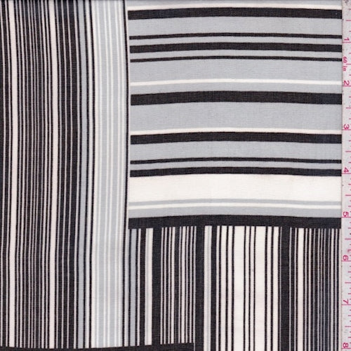 Grey/Black/White Stripe Block Chiffon Fabric