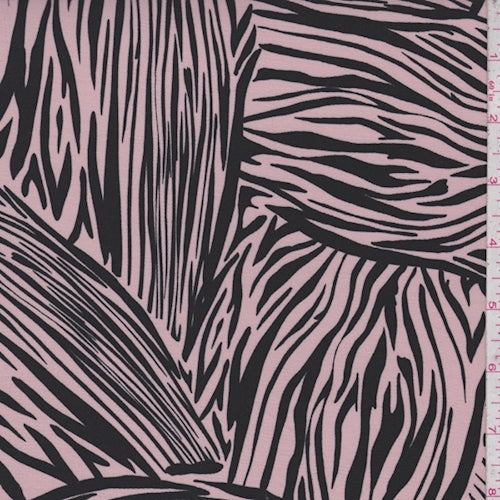 Blush Pink/Black Zebra Print Crepe Faille Fabric