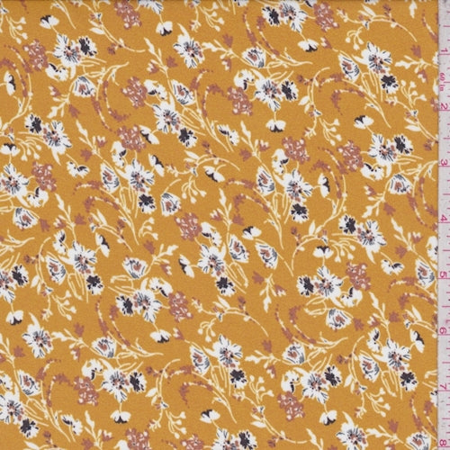 Harvest Gold Floral Crepe Georgette Fabric
