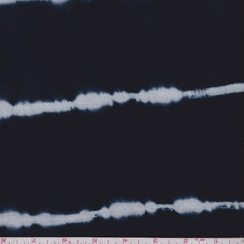 Dark Navy Tie Dye Stripe Rayon Jersey Knit Fabric