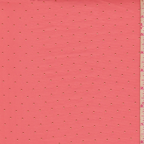 2 1/4 YD PC-Dark Salmon/Metallic Gold Pin Dot Chiffon Fabric