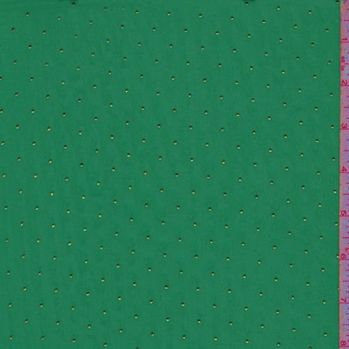 2 YD PC-Kelly/Metallic Gold Pin Dot Chiffon Fabric