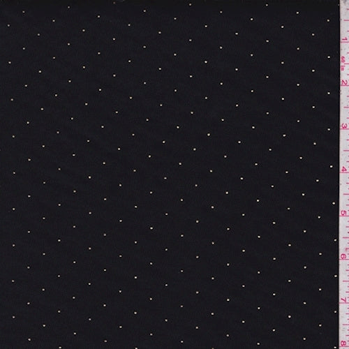 3 3/4 YD PC-Black/Metallic Gold Pin Dot Chiffon Fabric
