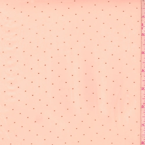 Pinky Peach/Metallic Silver Pin Dot Chiffon Fabric