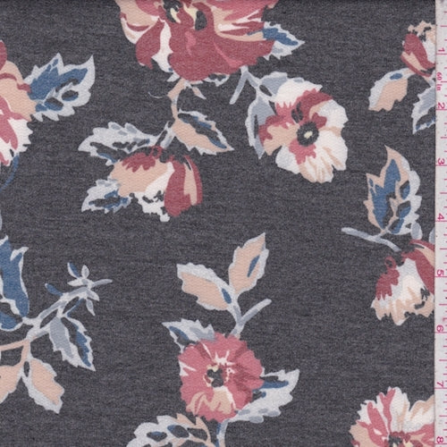Heather Slate Multi Cosmo Brushed French Terry Knit Fabric