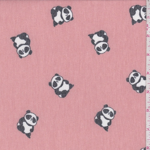 Heather Blush Panda Brushed French Terry Knit Fabric