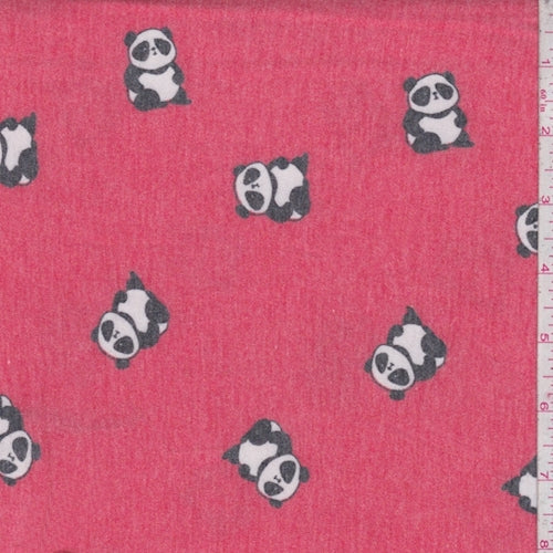 Heather Red Panda Brushed French Terry Knit Fabric