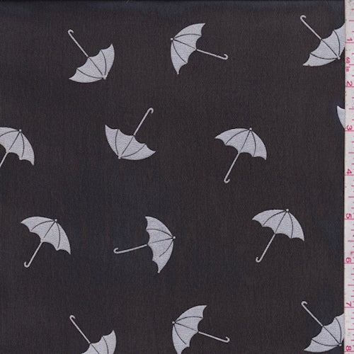 2 1/4 YD PC-Black/Silver Umbrella Georgette Fabric