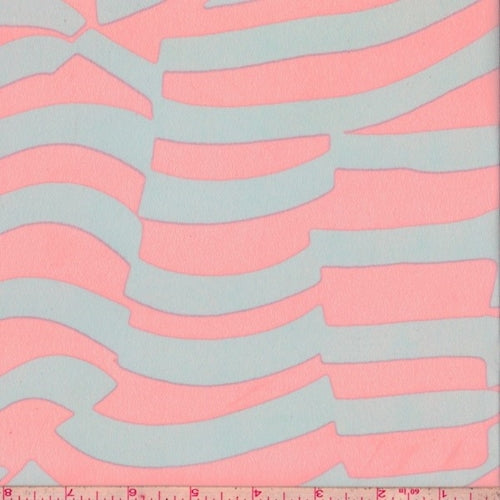 Stone/Neon Pink Abstract Stripe Georgette Fabric