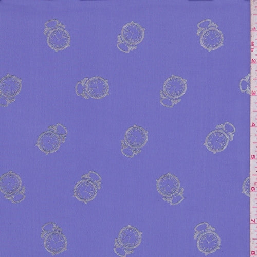 Dark Lilac/Silver Clock Georgette Fabric