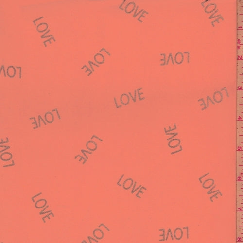 Neon Orange/Silver "Love" Georgette Fabric