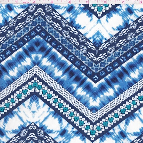 ITY Royal/Navy/White Deco Zag Jersey Knit Fabric