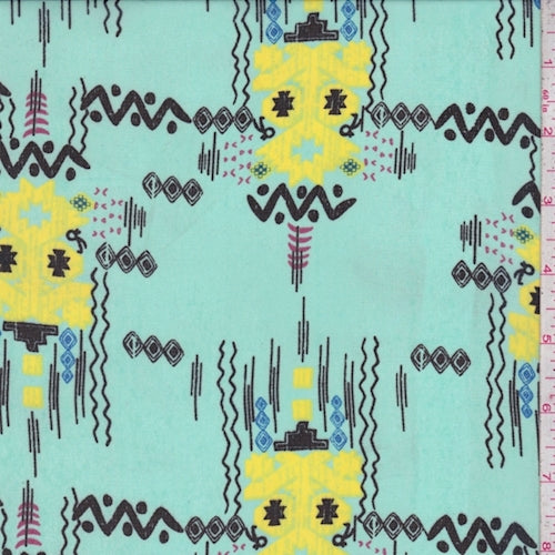 Spa Blue Aztec Georgette Fabric