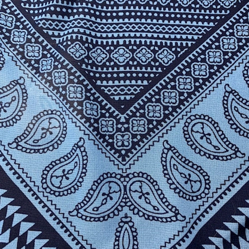 Dusty Blue/Navy Paisley Chevron Georgette Fabric