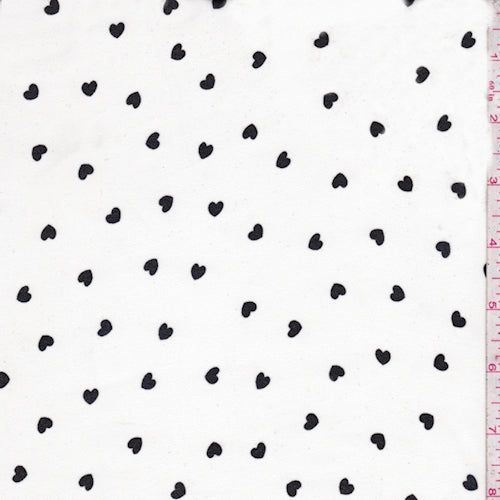 Ivory/Black Mini Heart Georgette Fabric