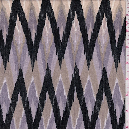 Beige/Lilac Flamestitch Crinkled Gauze Fabric