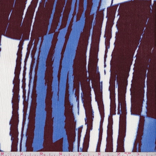1 3/4 YD PC-Wine/Periwinkle Animal Print Crinkled Gauze Fabric