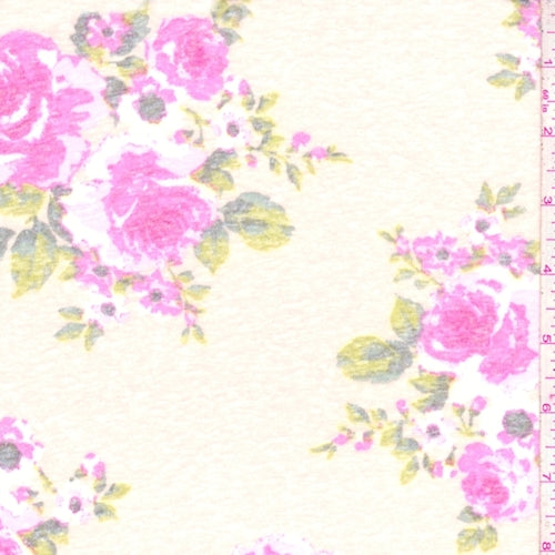 Pale Peach/Fuchsia Rose Slub Jersey Knit Fabric