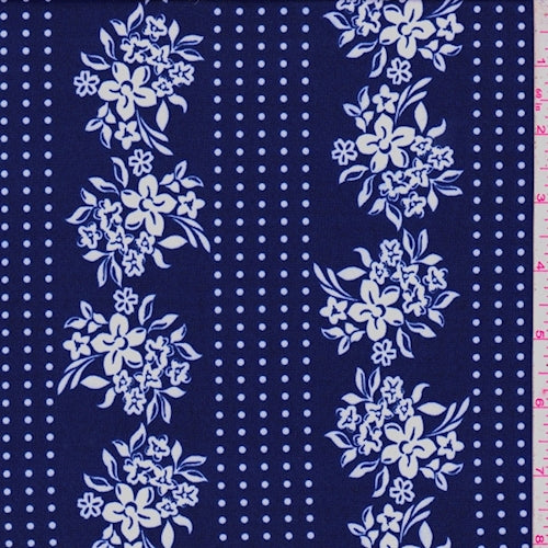 ITY Violet Blue/White Floral Stripe Nylon Jersey Knit Fabric