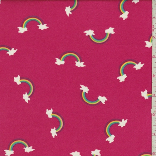 Deep Pink Rainbow Double Brushed Jersey Knit Fabric