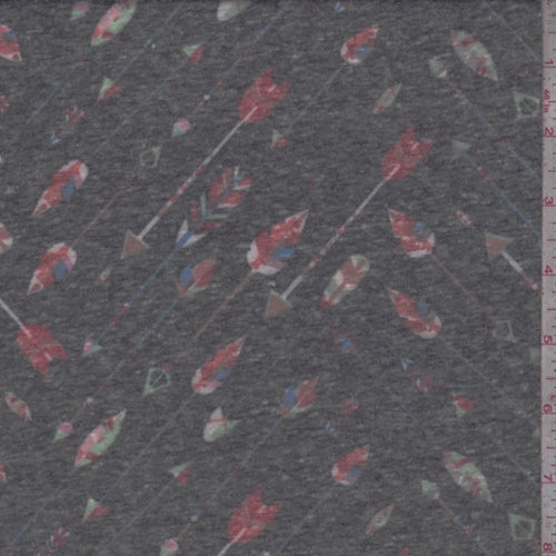 Stone Black Multi Arrow Slub Jersey Knit Fabric