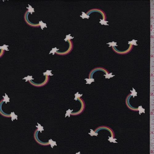 2 1/8 YD PC-Black Rainbow Double Brushed Jersey Knit Fabric