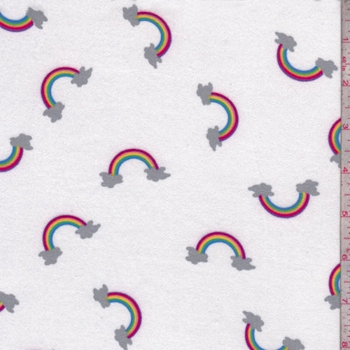 White Rainbow Double Brushed Jersey Knit Fabric