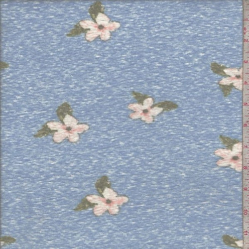 Bright Sky Dogwood Floral Slub Jersey Knit Fabric