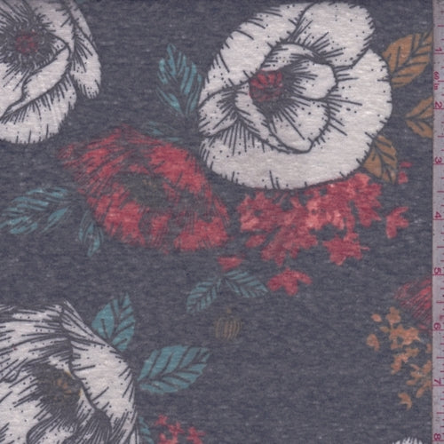 Midnight Navy Poppy Slub Jersey Knit Fabric