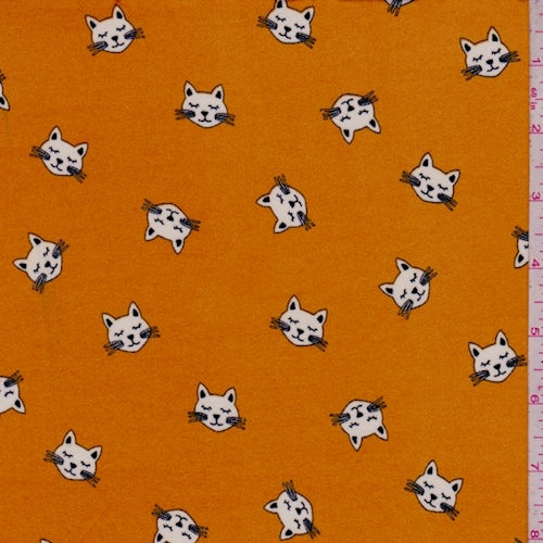 Orange Kitty Double Brushed Jersey Knit Fabric